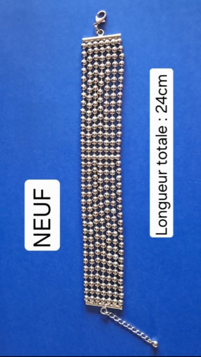 Collier avec médaillon et bracelet fantaisie argentés NEUFS pour femme - photo numéro 2