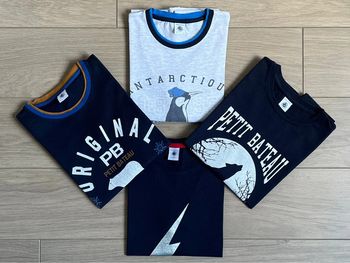 Lot de 4 t-shirts sérigraphiés Petit bateau T-10 ans