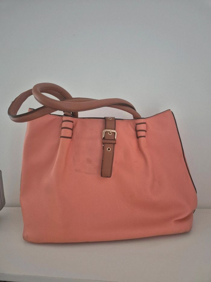Joli sac à main corail et petite pochette