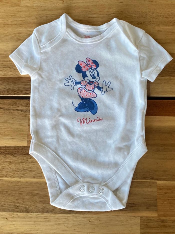 Body Disney Minnie blanc 3/6 mois