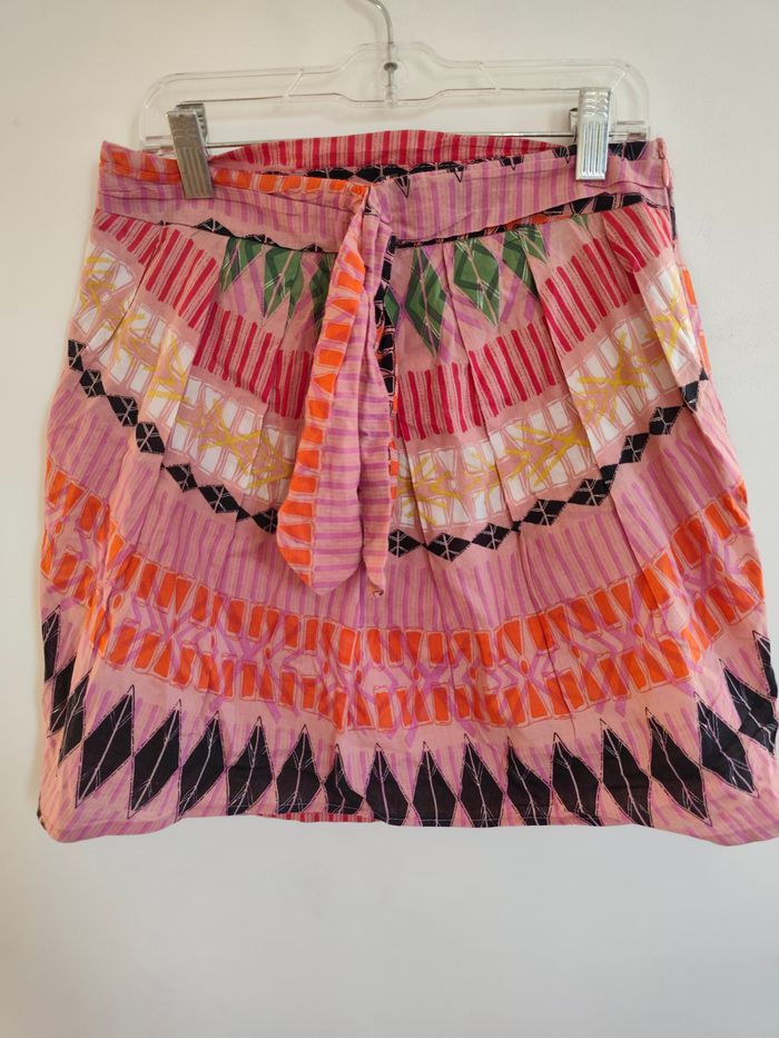 Jupe courte imprimée Naf Naf taille 34 – multicolore, ceinture à nouer