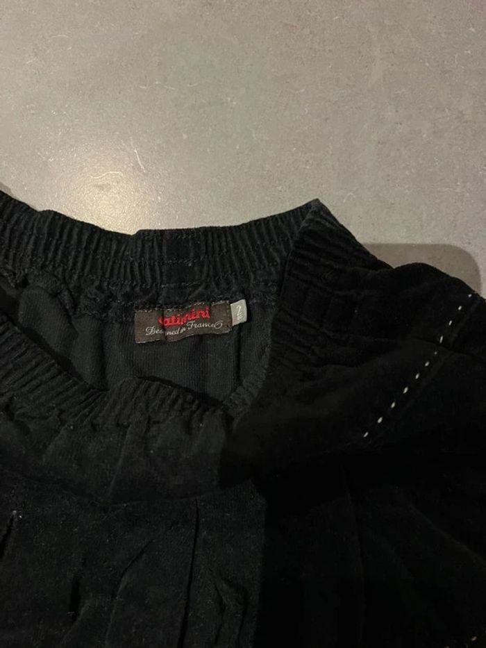 Jupe en velours - Catimini - Fleurs - Noir, blanc, vert, rose & rouge - 2 ans - photo numéro 2