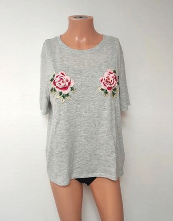 T-shirt gris fleur 38