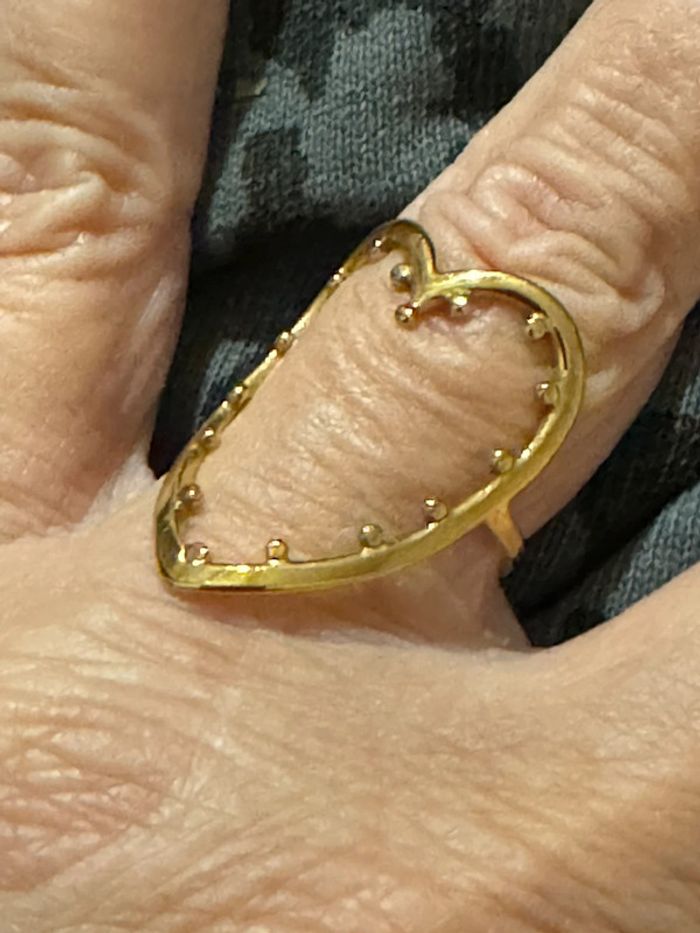 Bague cœur xl acier inoxydable or réglable - photo numéro 4