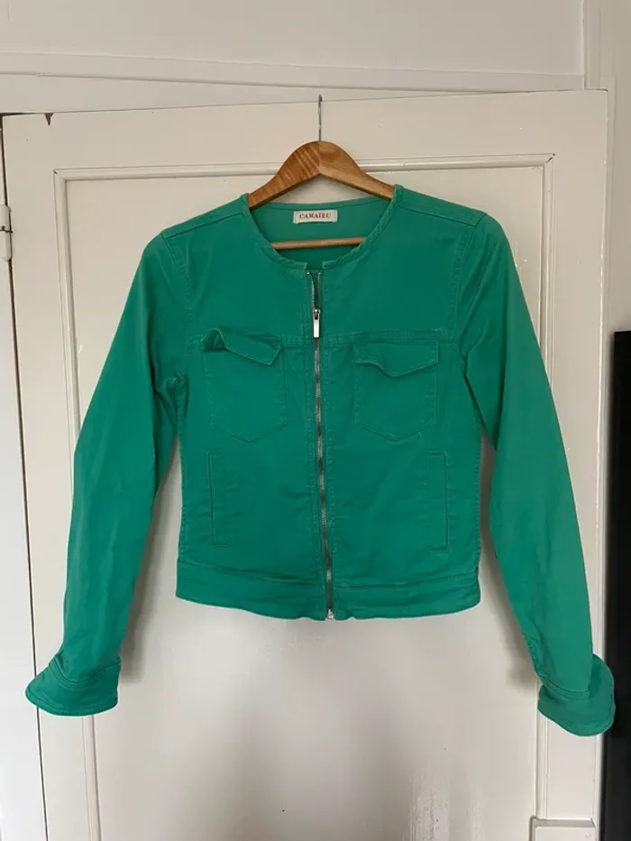 Blouson jean vert