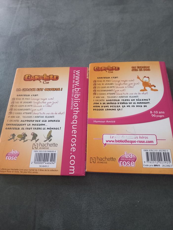 Lot 2 livres bibliotheque rose garfield 8/10 ans - photo numéro 2