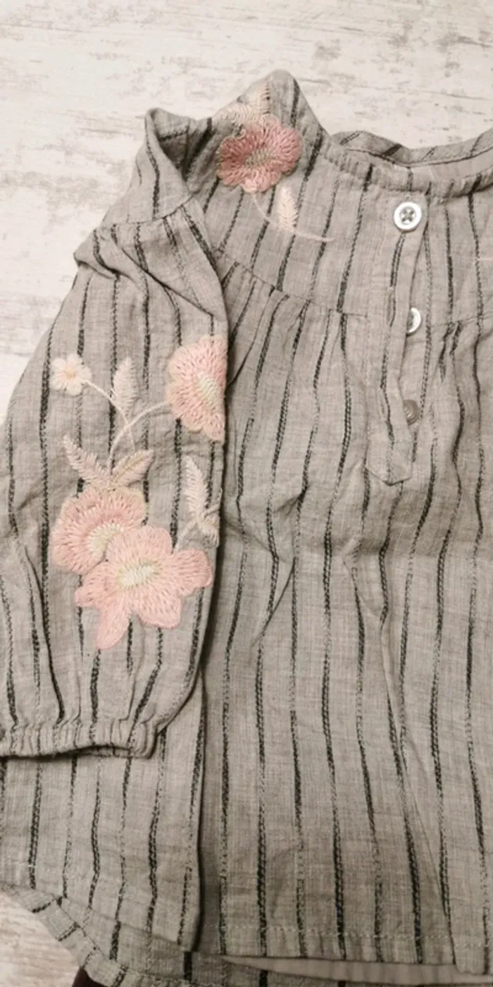 Chemise doublée grise et rose orchestra 9 mois - photo numéro 2