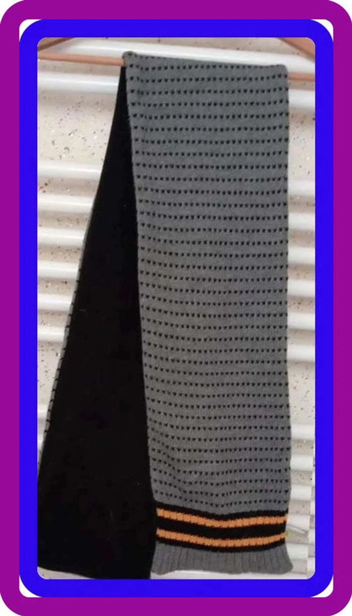 Echarpe gris noir moutarde avec un côté polaire noir Orchestra Taille 50 cm - photo numéro 2