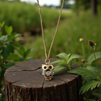 Collier Hibou Doré – Strass Scintillants