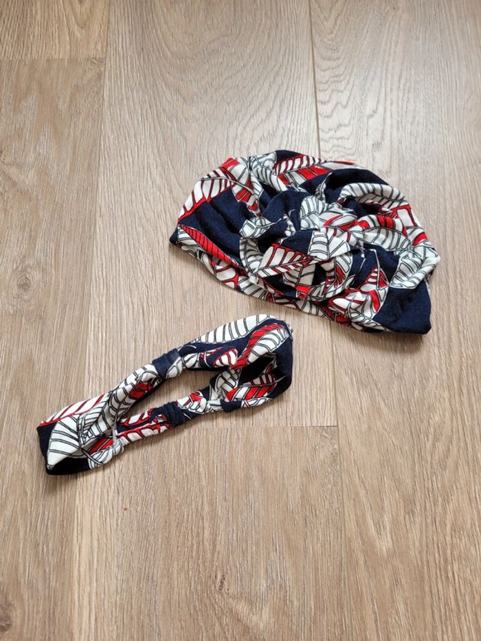 Lot d'un turban et d'un bandeau assortis - photo numéro 2