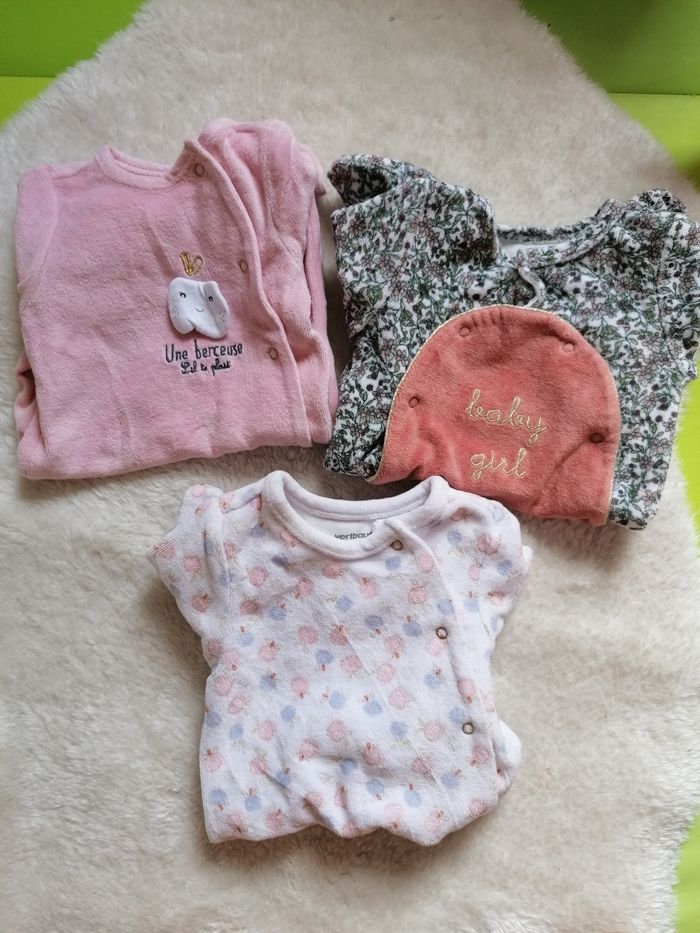 Lot 3 Pyjamas velours Verbaudet 1 mois 54cm