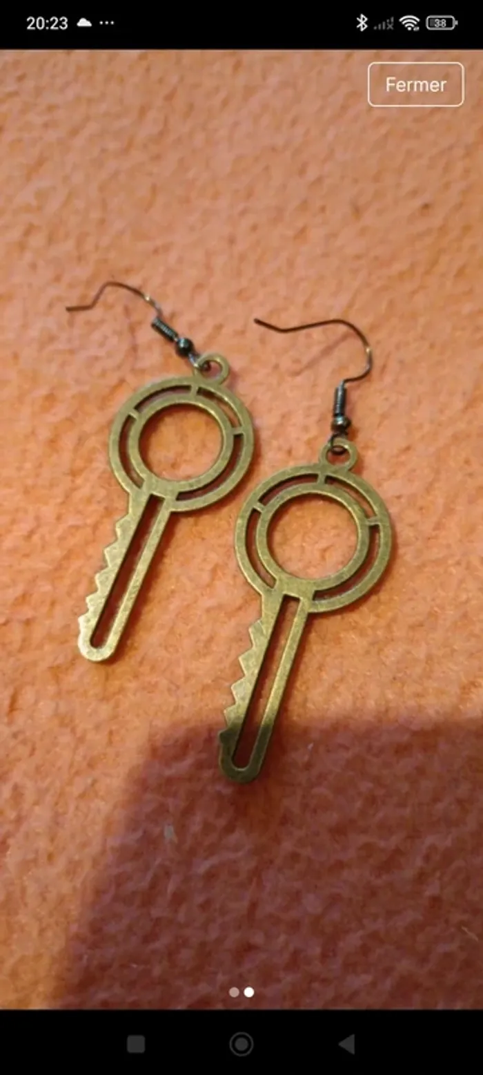 Boucles d'oreilles clef - photo numéro 2