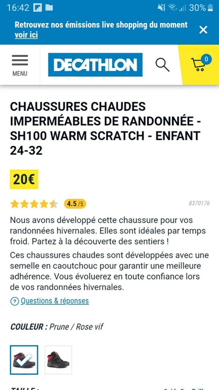 Chaussure chaude imperméable 'Quechua' pointure 28 - photo numéro 5