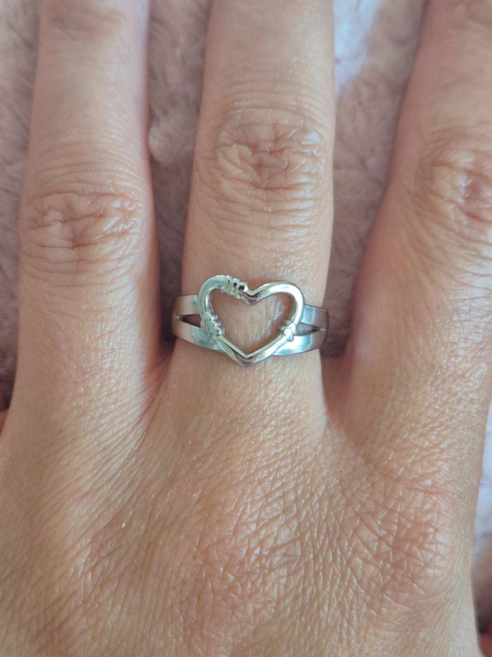 Jolie bague cœur en acier - photo numéro 4