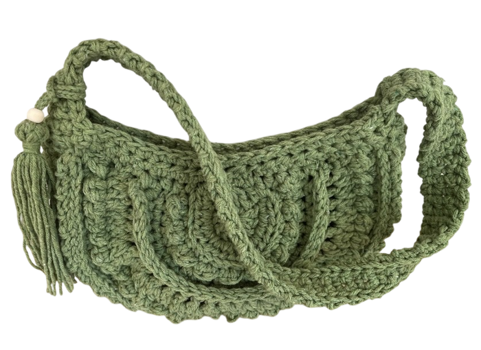 sac bohème au crochet fait main vert