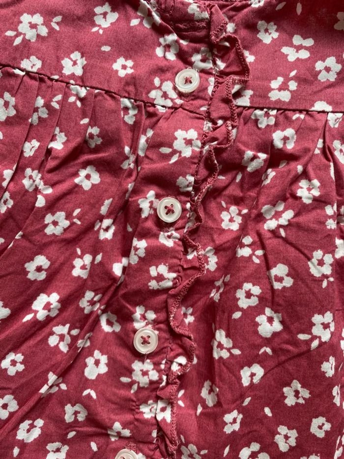 Blouse chemise fille bordeaux fleurs blanche Tex - photo numéro 2