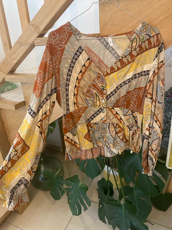 Blouse mango taille M motif cachemire terra cota