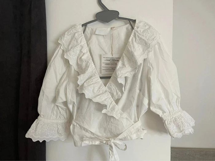 top cache coeur court studio bllanc broderie - photo numéro 2