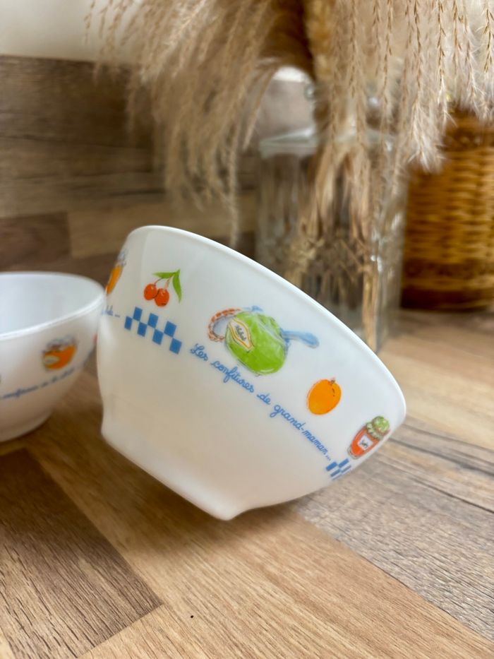 Vintage lot de deux bols Arcopal Les confitures de grand maman - photo numéro 3