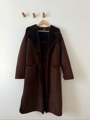 Manteau long effet daim