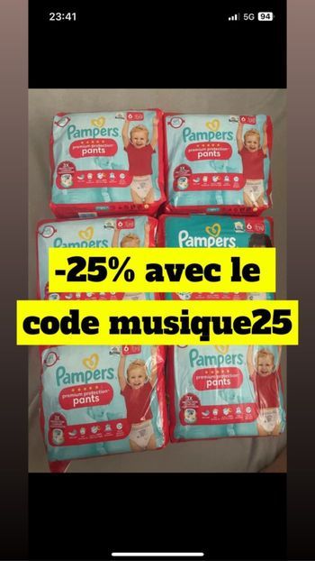 Six paquets de couches culottes Pampers taille 4