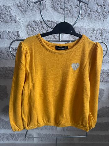 Tee shirt fille 6 ans hiver chaud manches longues moutarde ski