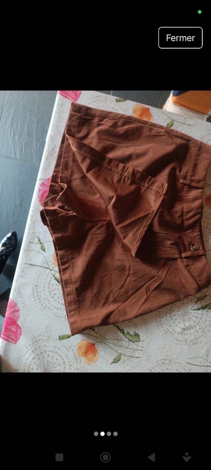 Jupe short marron velour - photo numéro 3