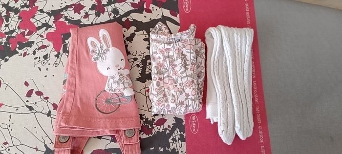 Ensemble robe jean t-shirt et collant 12 mois fille