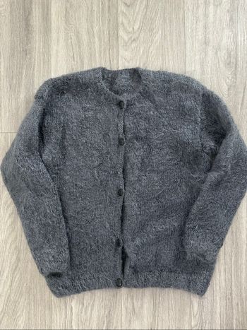 Cardigan en laine et mohair gris bleu Vintage T40 L