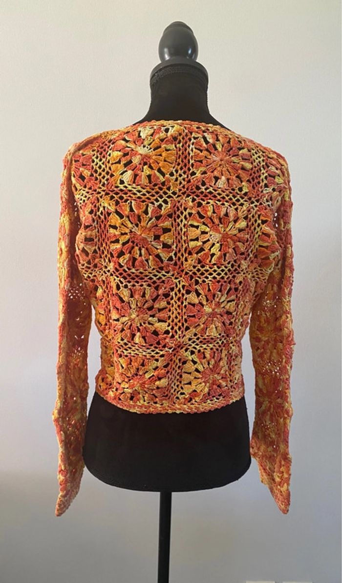Pull Palme en maille crochet taille S - photo numéro 7