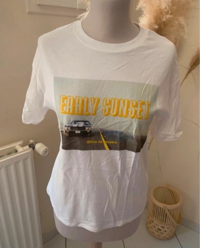 Tee-shirt imprimé, blanc, Pull&Bear