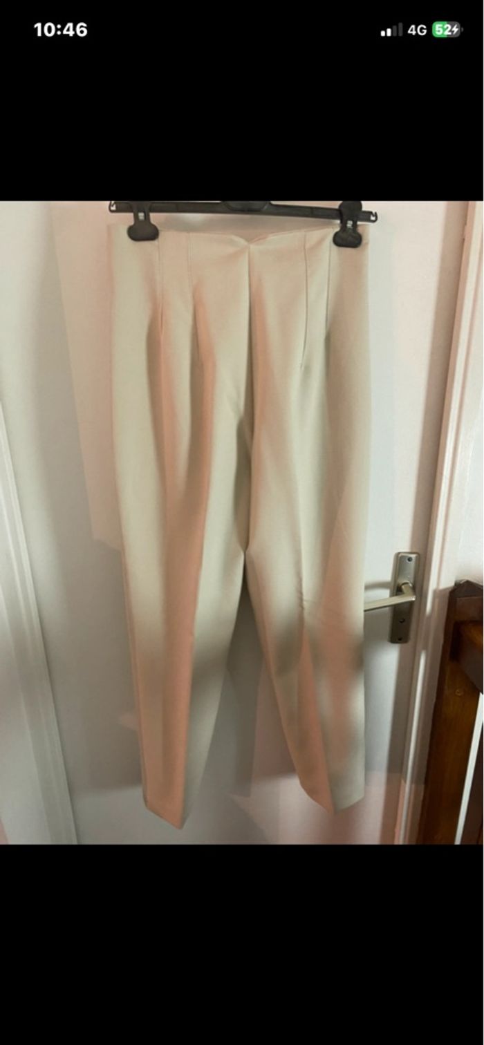Pantalon tailleur femme beige