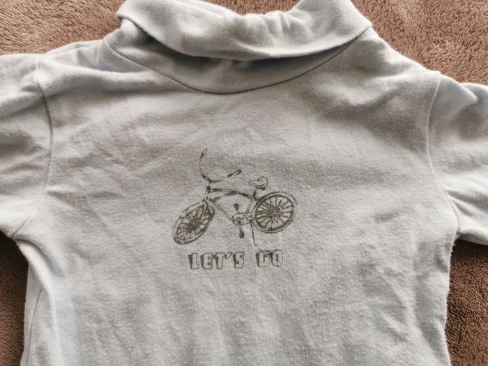 Lot 2 bodies col roulé bleus grain de blé 6 mois - photo numéro 10