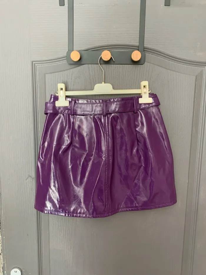 Jupe simili violet Bershka - Taille S - photo numéro 3