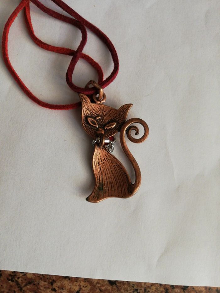 Sublime collier vintage kawaii chat - photo numéro 4