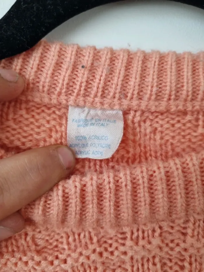 Pull over tricoté rose saumon vintage - photo numéro 18