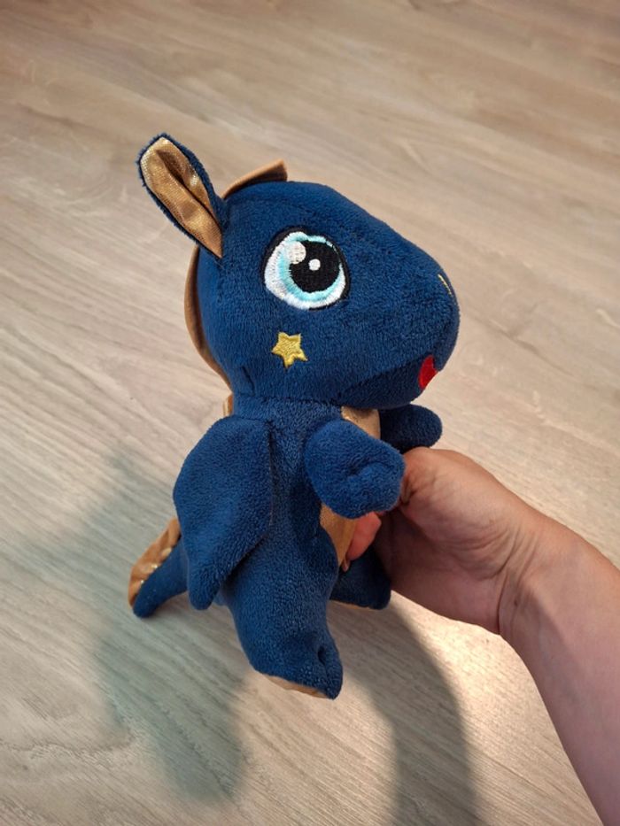 Peluche enfant dragon bleu fizzy - photo numéro 2