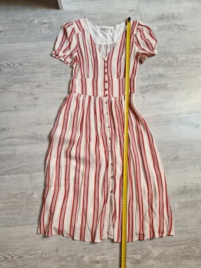 Très jolie robe naf naf écrue à rayures taille 34 - photo numéro 7