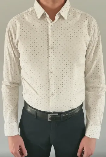 Chemise homme Kiabi Regular Fit – Taille M – Blanc motif losanges