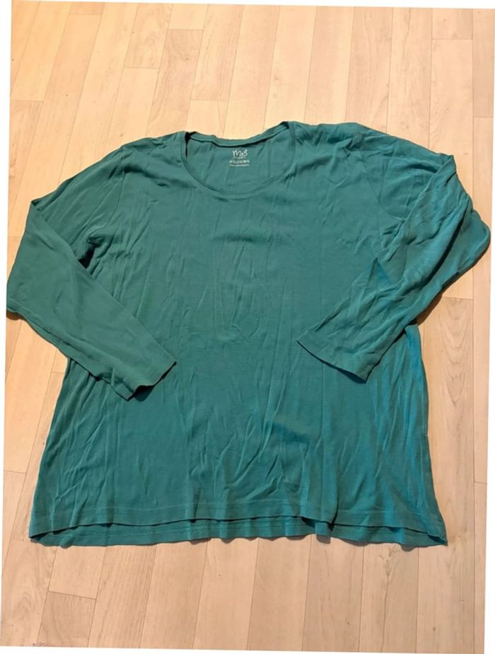 T-shirt femme manches longues XXL turquoise, m&s mode
