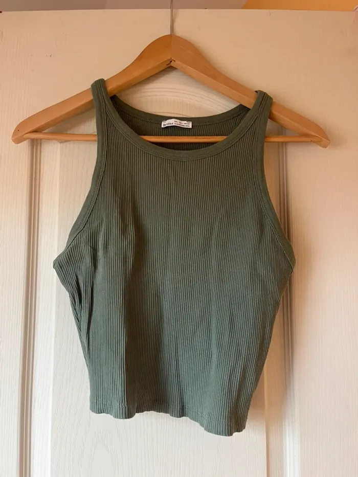 top bershka vert kaki