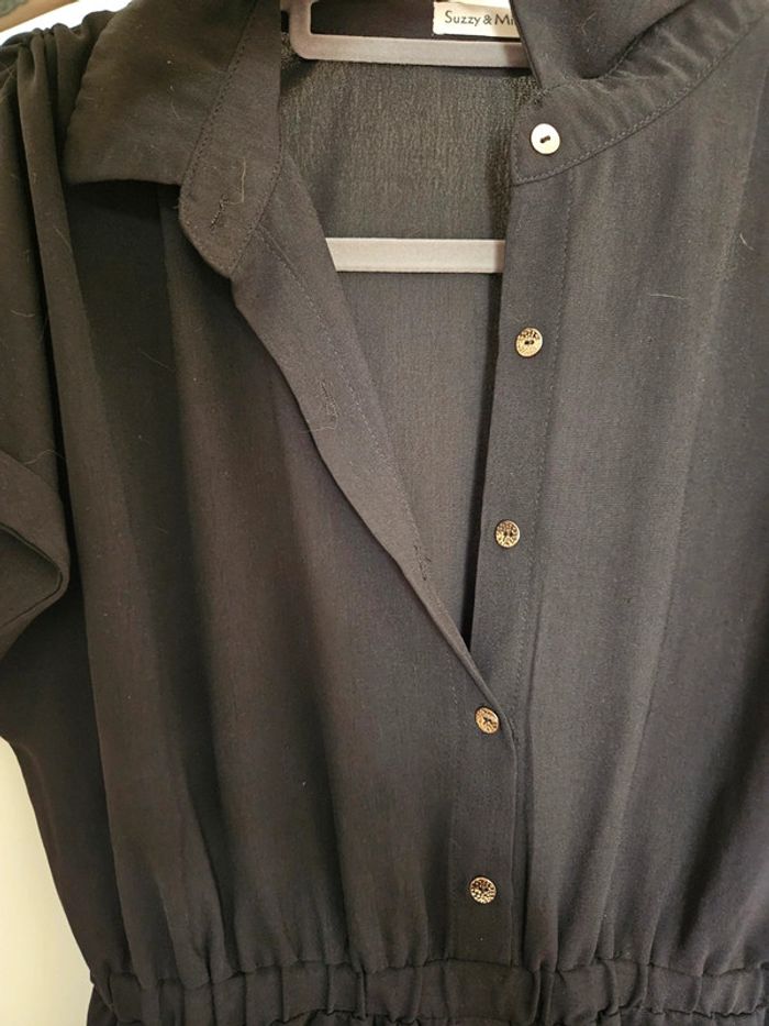 Robe chemise noire à boutons dorés Easy Clothes - photo numéro 9