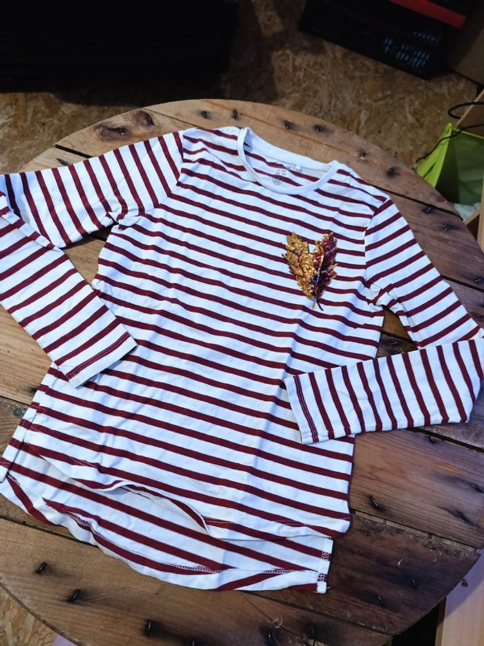 T-shirt manches longues rayé rouge et blanc