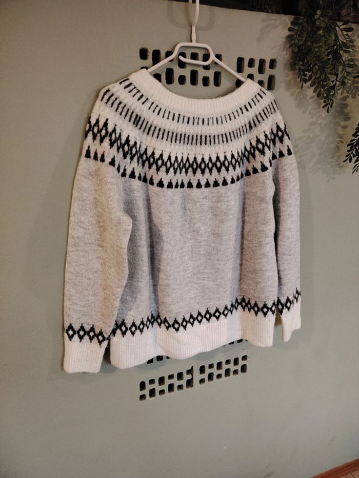 Pull blanc gris Camaïeu - photo numéro 5