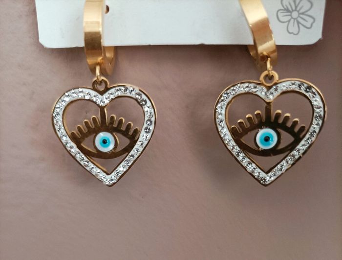 Ensemble de bijoux en acier doré'Oeil du Diable' - photo numéro 7