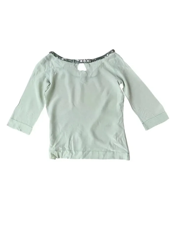 Top en soie vert amande Tara Jarmon taille 38