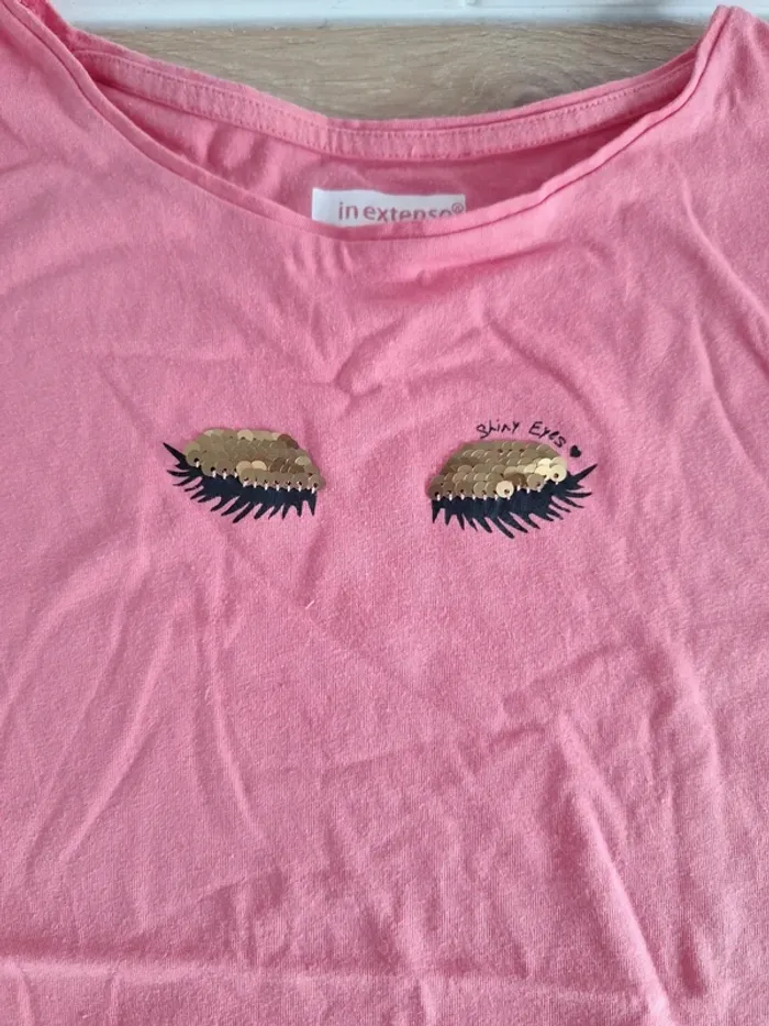 T-shirt rose à sequins réversibles - photo numéro 4