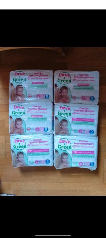 6 paquets de couches Love and green taille 5