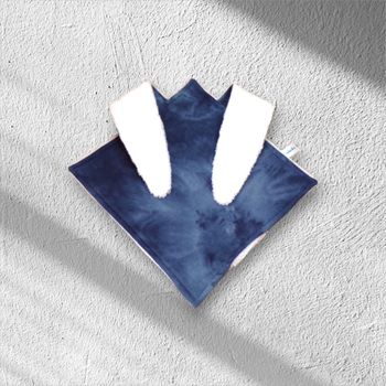 doudou plat oreilles de lapin double gaze de coton doublé éponge de bambou, modèle bleu