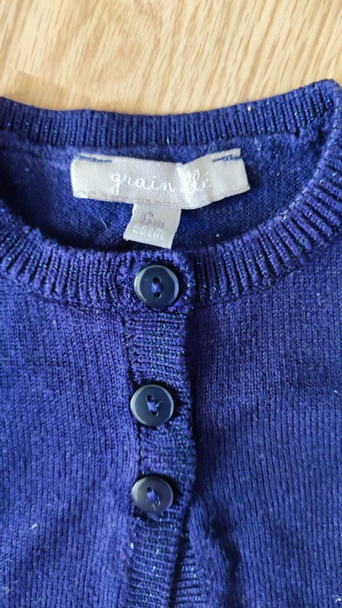 boléro bleu marine brillant taille 6 mois - photo numéro 2